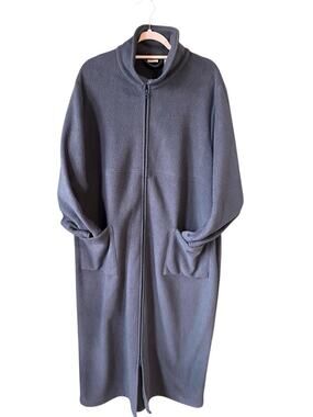 LL Bean Women Size XL Cozy Fleece Robe Full Zip Longline Casual Green House Coat